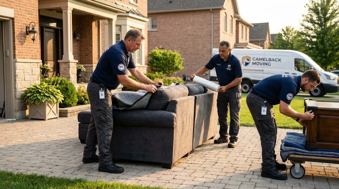 Large estate moving crew wrapping furniture in Hewitt, TX